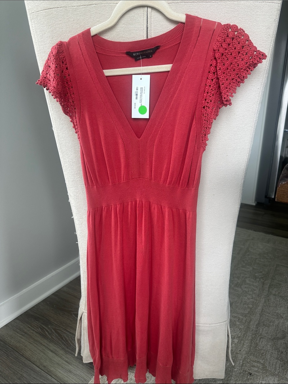 Coral V Neck Dress